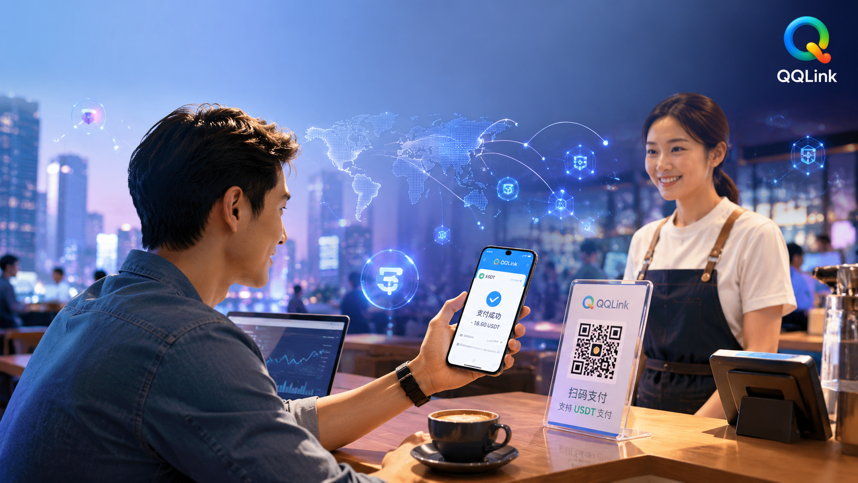 17 链上资产走入烟火人间:QQLink推出扫码功能,开启USDT点外卖日常消费新体验