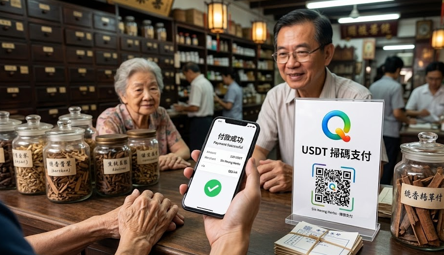 馬來西亞華人親測！去百年老字號中藥行，竟然能用 USDT 掃碼支付？