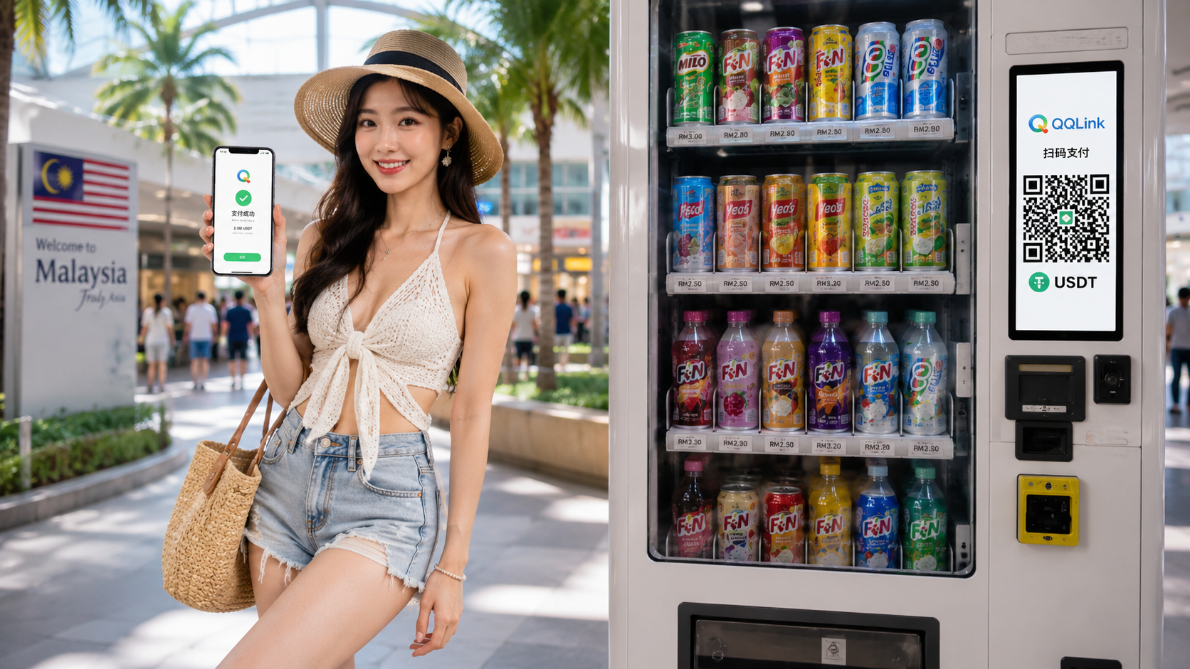 47 別再換錢了!QQLink馬來西亞掃碼直接用USDT買飲料