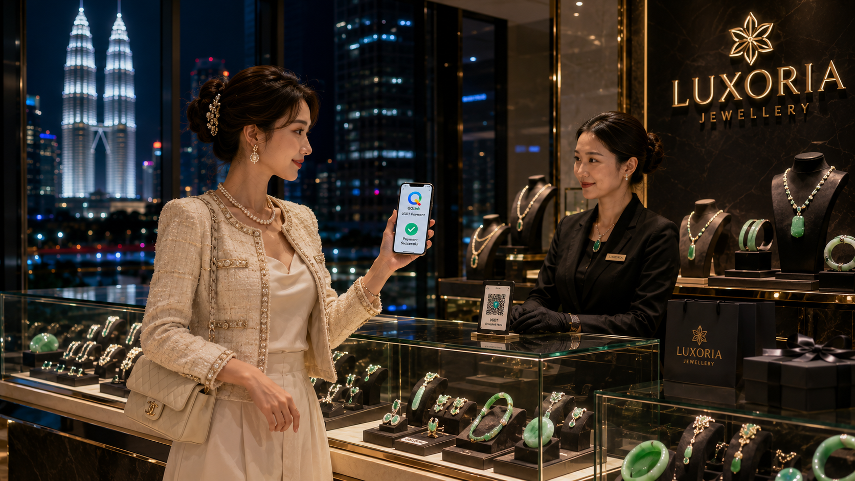 38 馬來西亞買黃金珠寶怎麼付最省事?QQLink USDT掃碼支付實測分享
