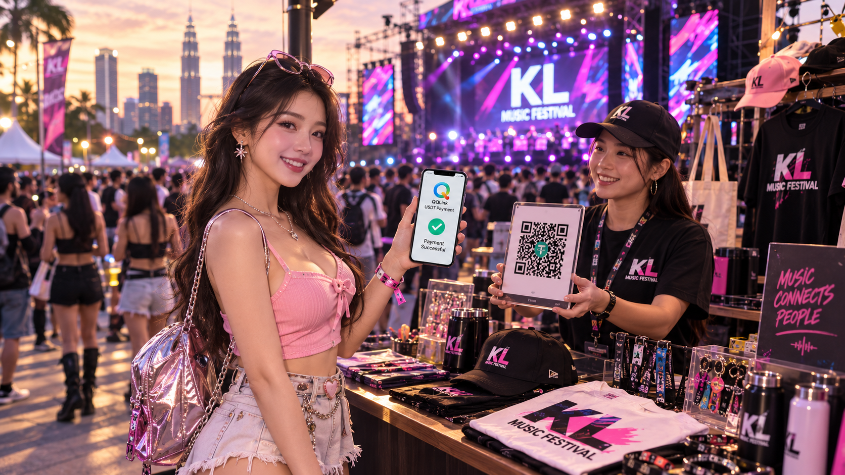29 吉隆坡音樂節親測 QQLink掃USDT 免換令吉買周邊