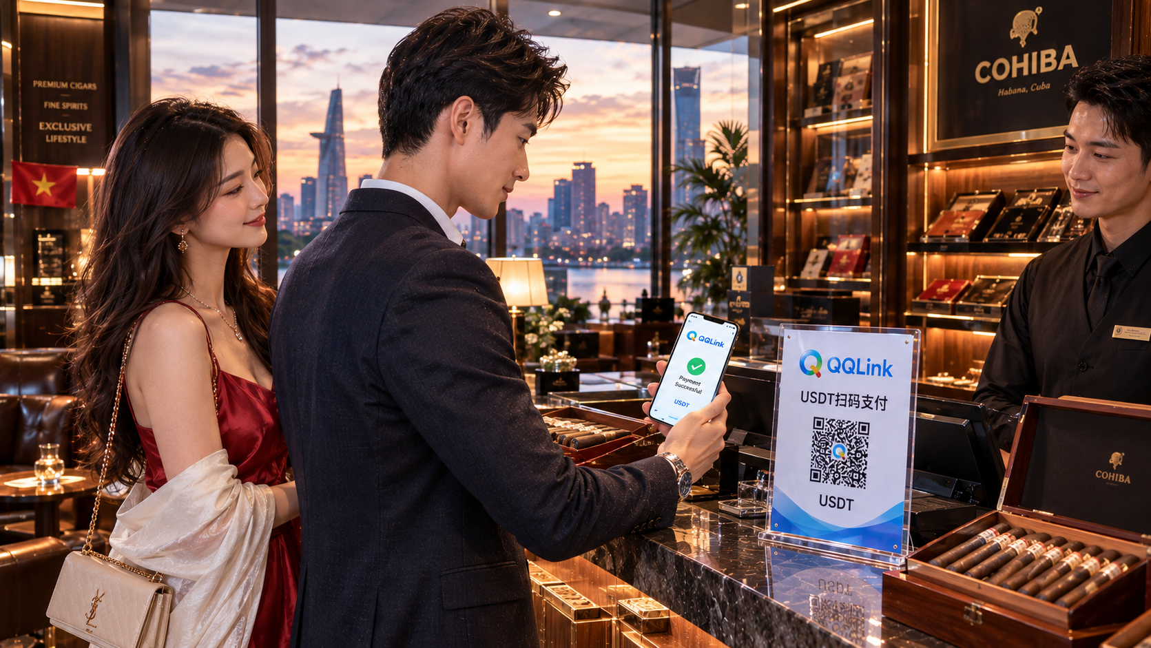 越南雪茄店USDT掃碼支付！QQLink讓華人買茄不用再換現金